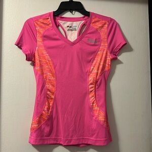 NWOT Fila short sleeve hot pink performance running t-shirt, sz XS